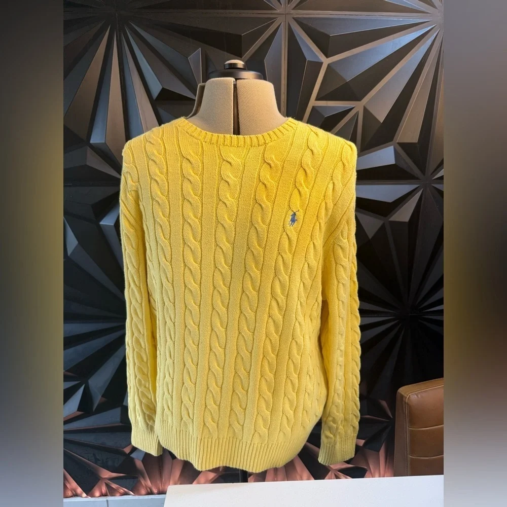 Polo by Ralph Lauren Bright Yellow Cable Knit Sweater - Picture 1 of 3